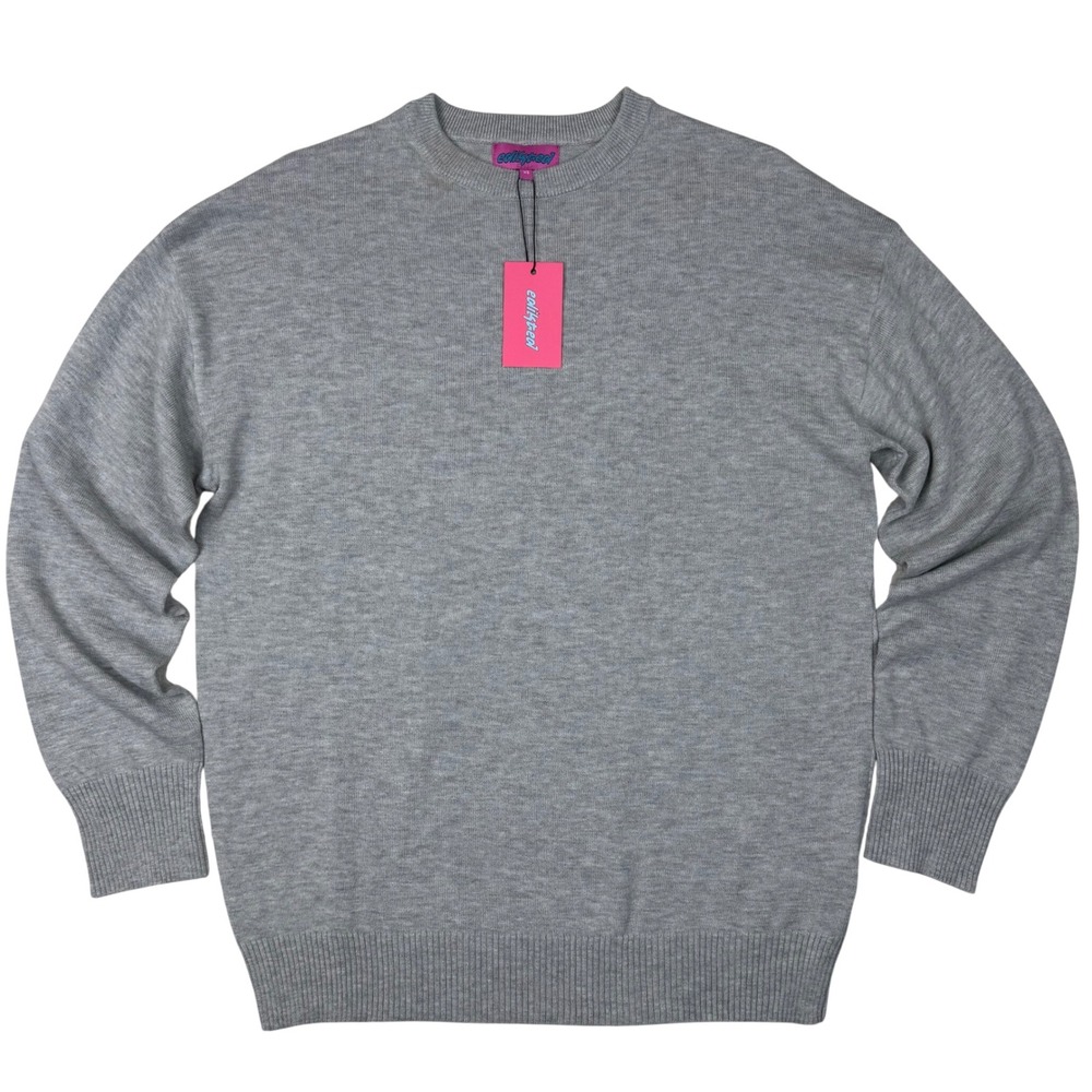 NEW Edikted‎ Crew Neck Knit Sweater Womens XS Gray Melange Oversized Minimalist